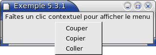 Exemple d'un menu contextuel